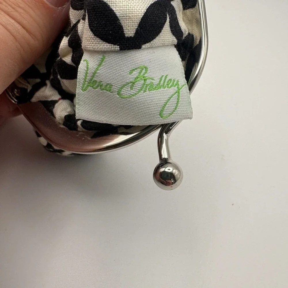 Vera Bradley Retired Barcelona Black White Floral Kisslock Coin Purse Mint